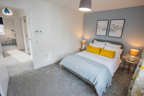 Allanbank, Lauder, New Build Homes.Master Bedroom leading into bright hallway